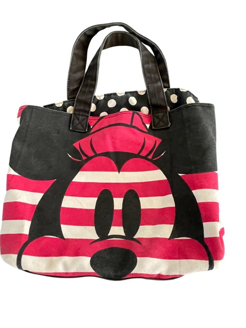 Disney Minnie Mouse Canvas Tote Bag With Polka Dot Interior - One Size